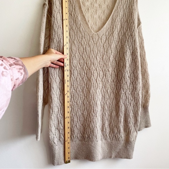 Free People Say Hello Sweater wool alpaca open knit whimsical neutral slouchy - Picture 8 of 13